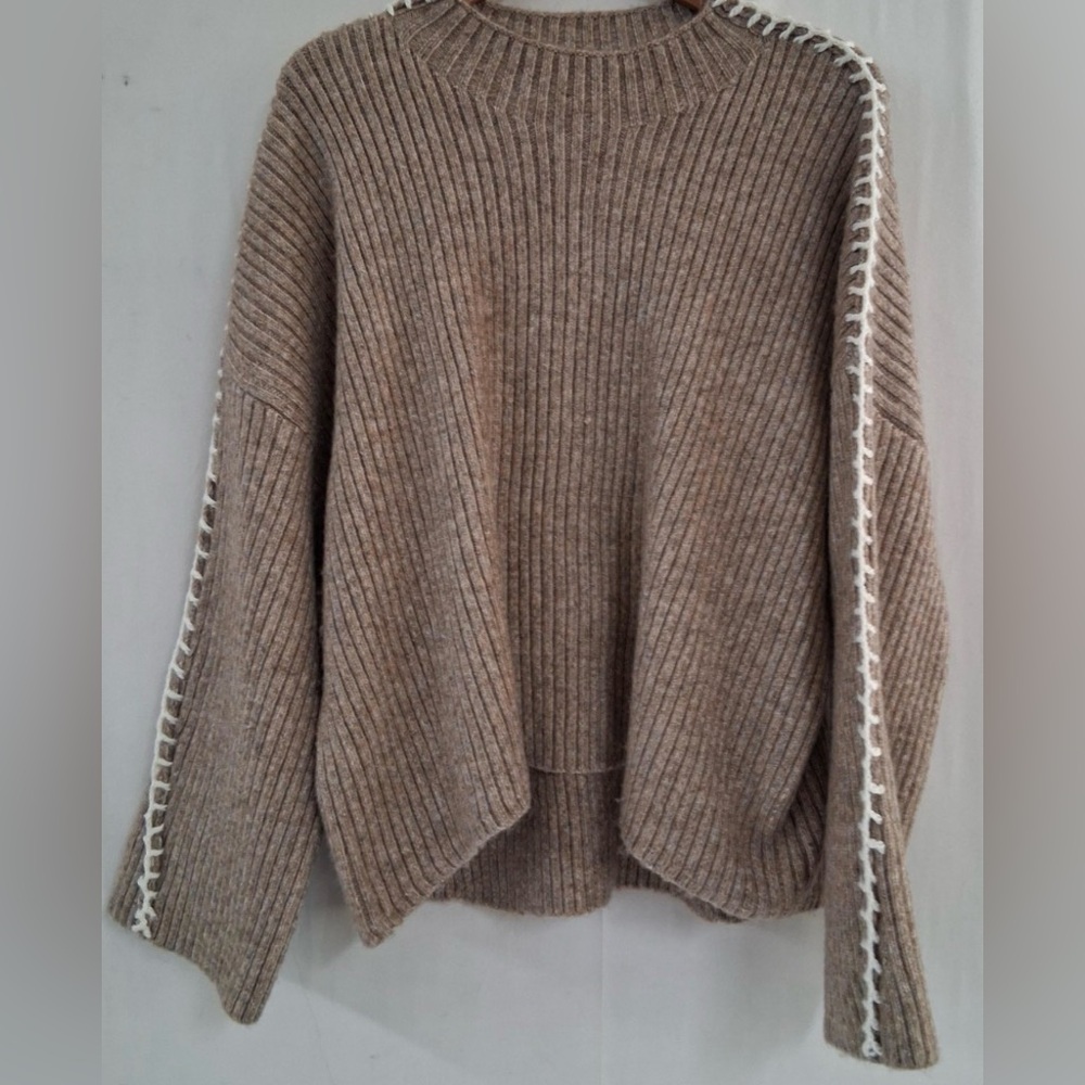 NWT Halogen Ribbed Knit Sweater XL in Taupe - Picture 4 of 11